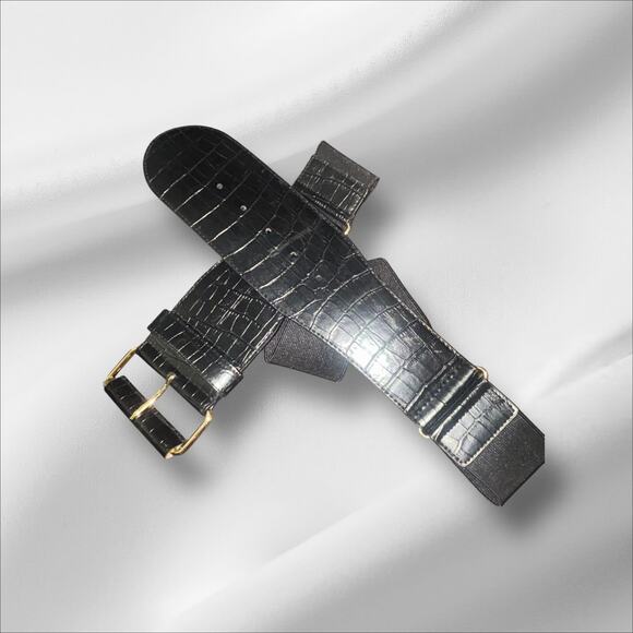 Woman's Wide Stretch Belt Size XL Buckle Leather and Manmade 38”-42” - Picture 7 of 7